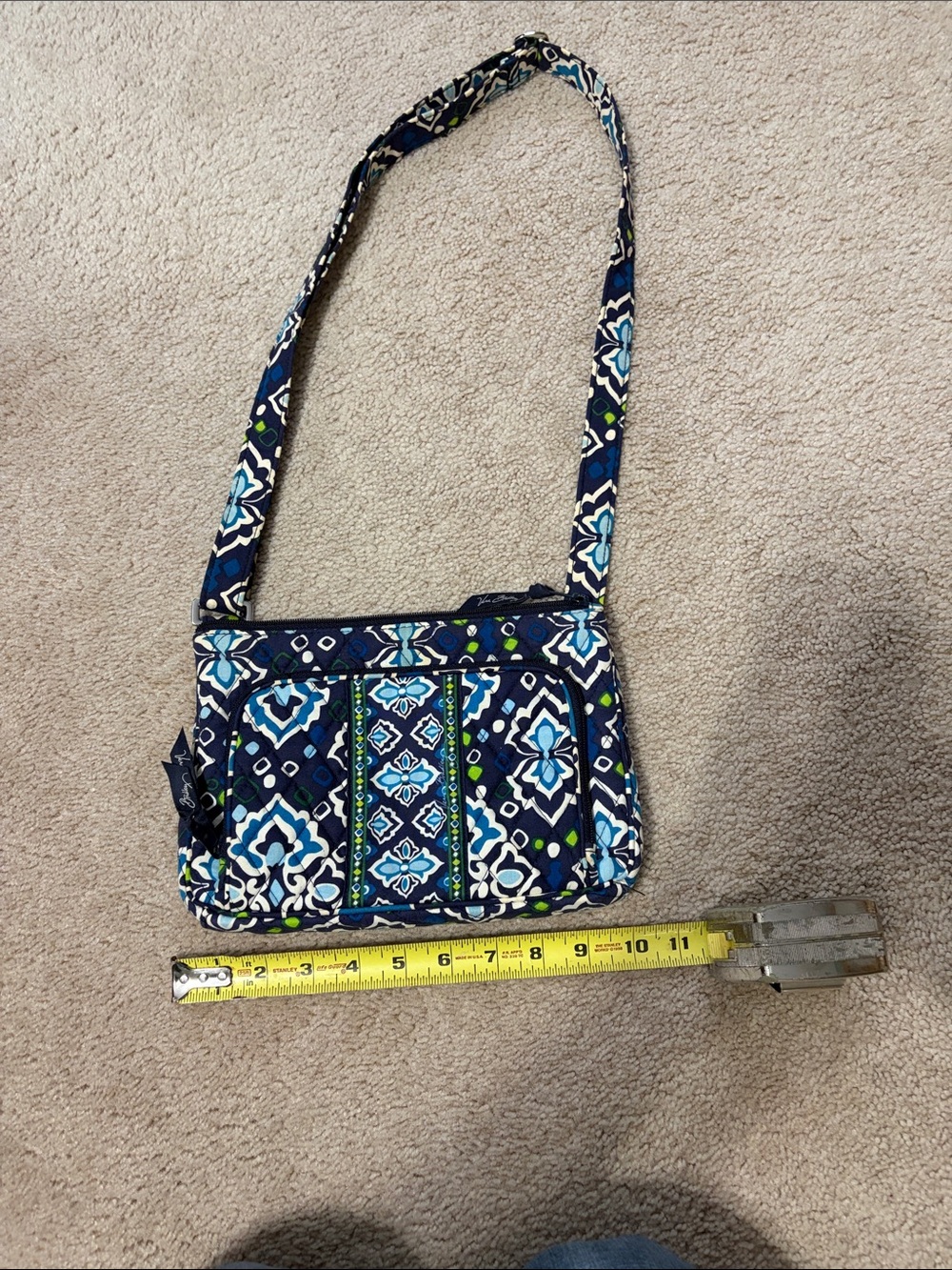 Vera Bradley Patterned Navy Crossbody Bag with Blue, Green & White Accents